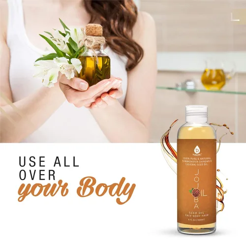 Vista 3 de Pursonic Aceite de jojoba dorado puro prensado en frío para piel seca o cabello dañado, natural y sin refinar, hidrata y revitaliza la piel, 6