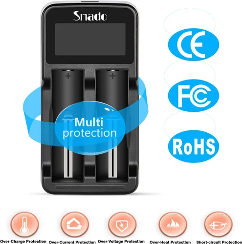 Vista 5 de SEWE - Cargador inteligente, monitor LCD, cargador universal inteligente para baterías recargables, baterías de iones de litio 18650 18490 18350