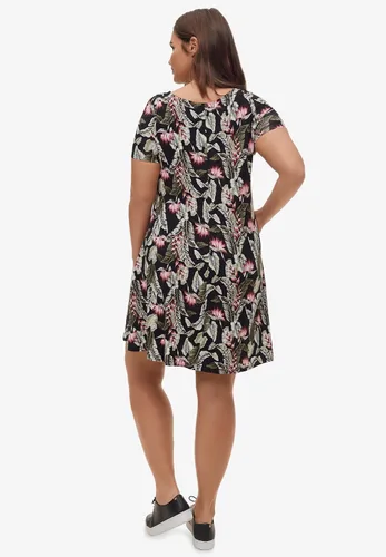 Vista 3 de ellos Vestido de punto acampanado de manga corta para mujer de talla grande, Multi