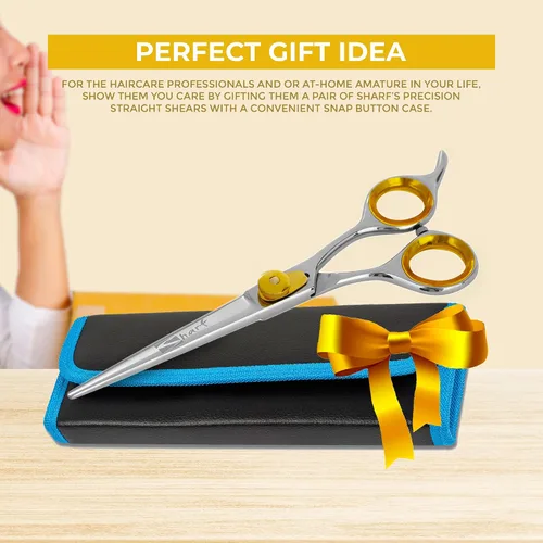 Vista 5 de SHARF Gold Touch Barber - Tijeras de peluquería de acero inoxidable japonés 440c de 6.5 pulgadas, tijeras de peluquero profesionales para hombres