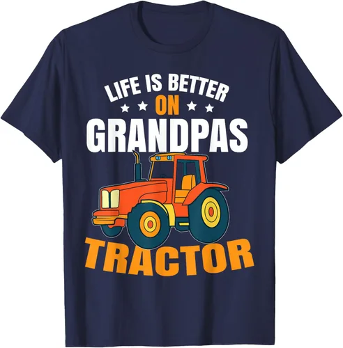 Vista 47 de Life Is Better On Grandpas Tractor Kids Farm Tractor Boy Camiseta, Negro