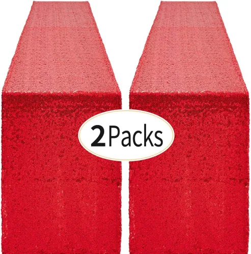 Vista 52 de Pufogu - Camino de mesa de lentejuelas brillantes de 12 x 72 pulgadas para fiestas de cumpleaños, decoración de bodas, despedidas de soltera