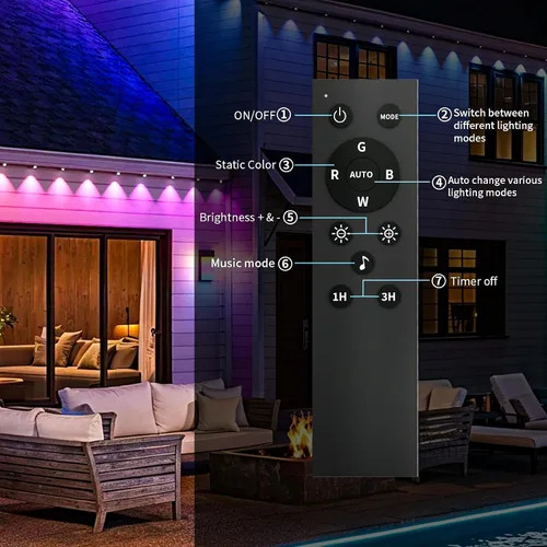 Vista 7 de KSIPZE Luces Permanentes para Exteriores Impermeables IP67, Luces LED Inteligentes RGB+IC para Aleros con Control por App y Botón, Más de 200 Modos