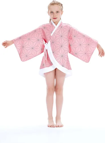 Vista 6 de Kimono para niños, disfraz de cosplay, cárdigan, chaqueta, bata, capa de anime