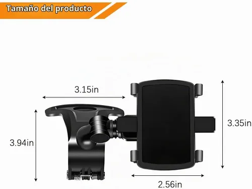 Vista 2 de Soporte de teléfono para automóvil, rotación de 1400 grados, soporte de clip para teléfono celular, multifuncional para interior de automóvil