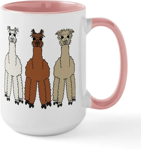 Vista 10 de CafePress Alpaca (No Text) Large Mug 15 oz (444 ml) Ceramic Coffee Mug