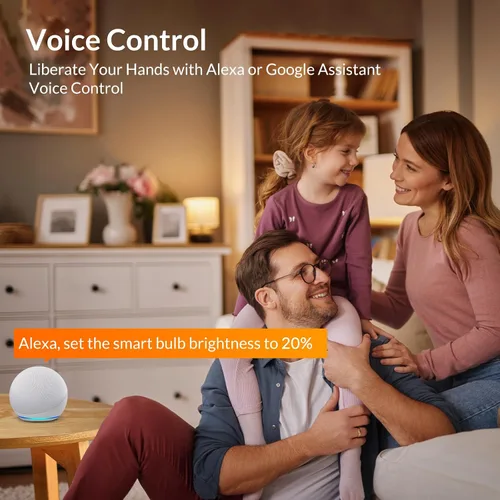 Vista 5 de LEPOWER-TEC Bombillas inteligentes, bombilla inteligente compatible solo con Alexa/Google Assistant, bombillas LED regulables BT/2.4G WiFi, 900LM