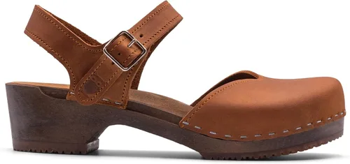 Vista 20 de Sandgrens Zuecos de madera sueca hechos a mano para mujer, sandalias de tacón bajo Zaragasso