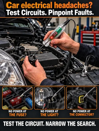Vista 3 de Luz de prueba automotriz con voltímetro, probador de circuito digital