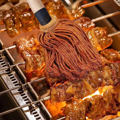 Vista 4 de Donxote Juego de 2 cepillos para fregona de barbacoa de 18 pulgadas, con 6 cabezales de repuesto adicionales, cabeza de algodón de mango largo