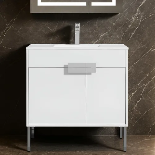 Vista 16 de Blossom Mueble de baño con fregadero de cerámica, roble clásico, 24 Classic Oak