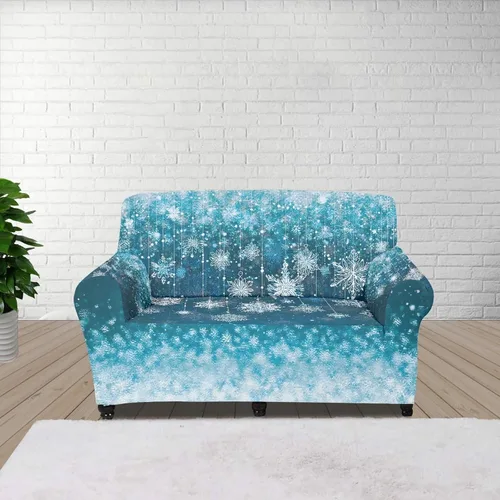 Vista 85 de Boatee Fundas de sofá de 1 pieza con diseño de copo de nieve azul, fundas elásticas para sofá, 1 cojín, protección de muebles, decoración para sala