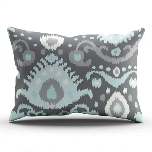 Vista 56 de Fundas de almohada decorativas Ikat con patrón de diamante en rojo y crema, cojín personalizable rectangular, tamaño 12 x 16 pulgadas, funda