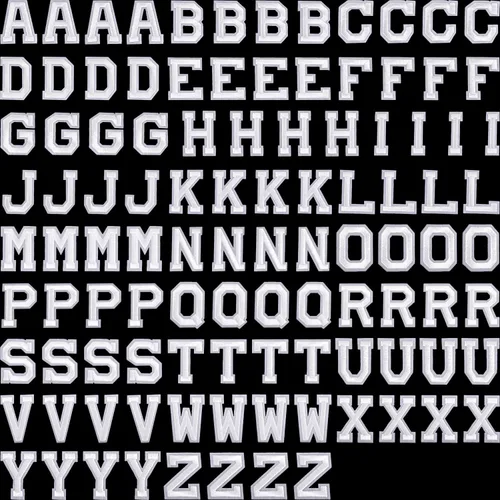 Vista 7 de 104 parches de tela con letras del alfabeto para planchar con adhesivo planchado bordado para decorar la letra A-Z para tablón de anuncios, Negro
