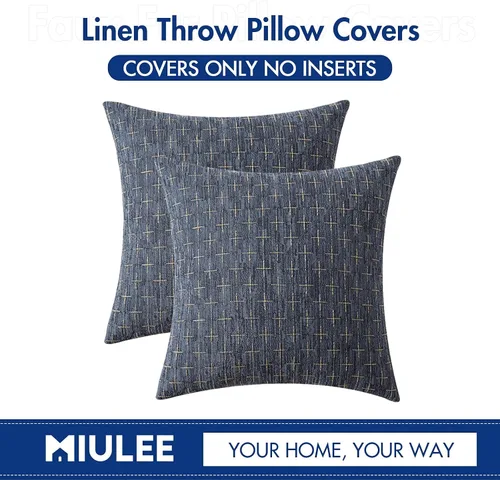 Vista 22 de MIULEE - Juego de 2 fundas de almohada decorativas de lino de arpillera navideñas, modernas, estilo campestre, rústicas, tejidas, con textura