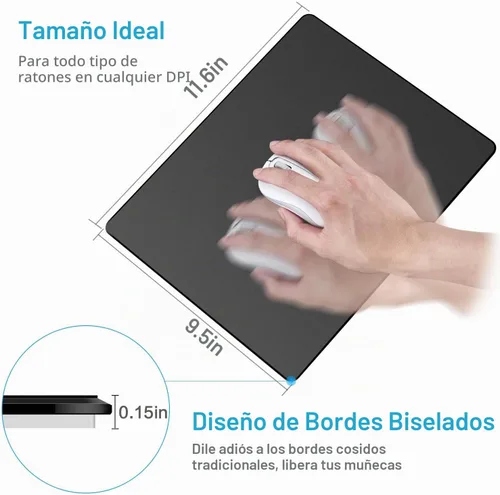 Vista 6 de Alfombrilla de mouse rígida de 3 capas con superficie de plástico, compatible con ratones de alto DPI, gestos rápidos que mejoran la precisión