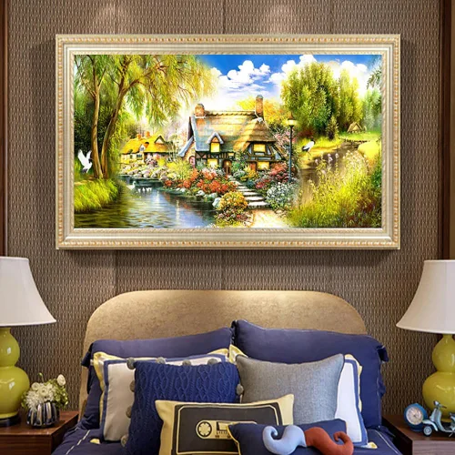 Vista 16 de Twinkel Pinkel Kits de pintura de diamantes 5D grandes para adultos, paisaje, cabaña, taladro completo, pintura de diamante, arte de bordado