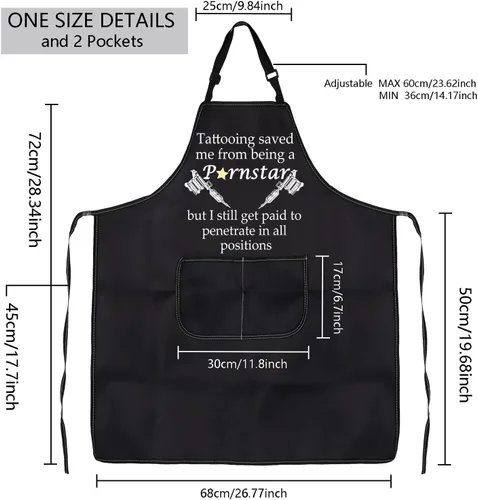 Vista 2 de MBMSO Delantal de tatuaje, delantal de tatuaje, regalo para tatuadores, regalos divertidos para tatuajes, tatuajes, me salvó de ser una estrella