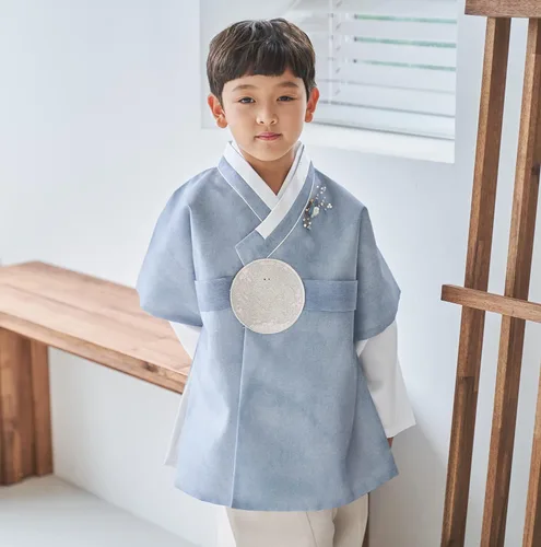 Vista 8 de OSBH001 - Disfraz tradicional de Hanbok coreano para bebé, 100 días de 1 a 8 años, para primer cumpleaños