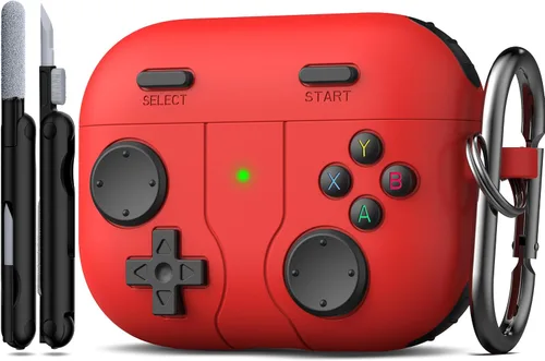 Vista 8 de R-fun Funda para AirPods Pro 3, diseño de consola de juegos de silicona para Apple AirPods Pro de 3ª generación (cable USB-C), con kit limpiador