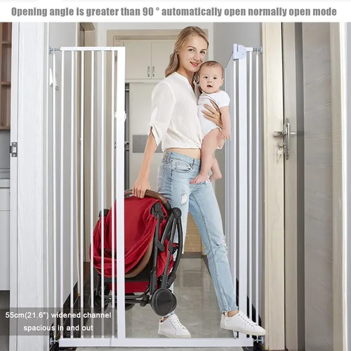 Vista 2 de QQXX Puerta de seguridad extra alta para mascotas para perros y gatos, puerta de 47.2 pulgadas con cierre automático para mascotas, puertas