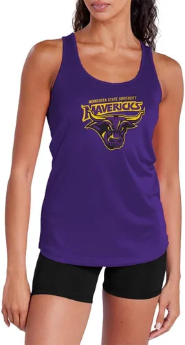 Vista 374 de Camiseta deportiva sin mangas oficial de NCAA Collegiate para mujer, con espalda cruzada, colección con logotipo primario