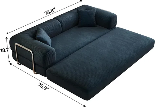 Vista 4 de Sofá modular de 78.8 pulgadas, sofá cama convertible con respaldo de almohada, sofá cama de nube sin hueso, futón en forma de L para sala de estar