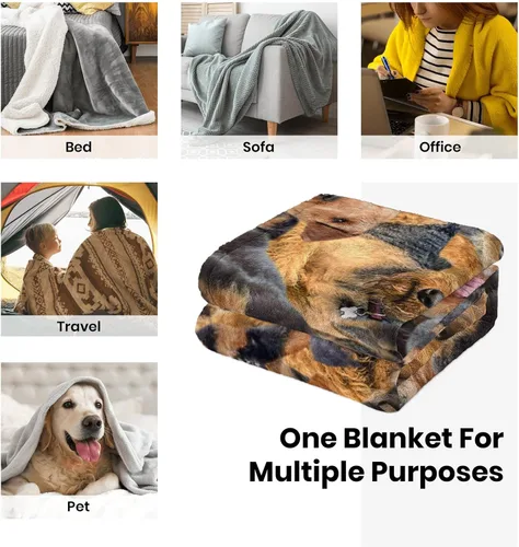 Vista 4 de Airedale - Manta de regalo para perro, linda manta de franela estampada para cama, sofá, sofá