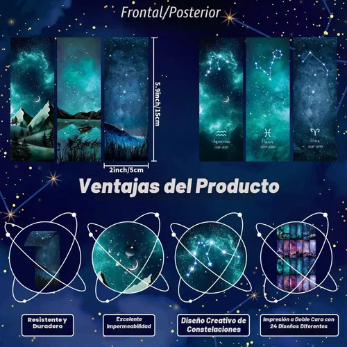Vista 3 de 12 marcadores de libros para espacio de lectura, marcapáginas de noche