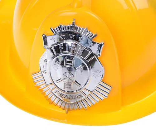 Vista 4 de 1 unids casco de jefe de bomberos amarillo gorra para niños y niñas fantasía simulación