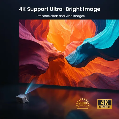 Vista 4 de HAPPRUN - Proyector para exteriores con licencia oficial de 2000 ANSI para exteriores 4K Full HD, proyector inteligente con WiFi y Bluetooth