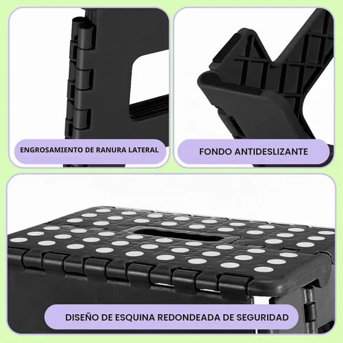 Vista 3 de Dyforce Taburete plegable de 9 pulgadas para niños y adultos, taburete de pie plegable y ligero para niños pequeños, cocina, baño, capacidad de 300