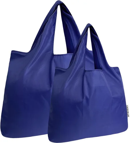 Vista 13 de allydrew Bolsas de comestibles reutilizables de nailon plegables grandes y pequeñas, juego de 2