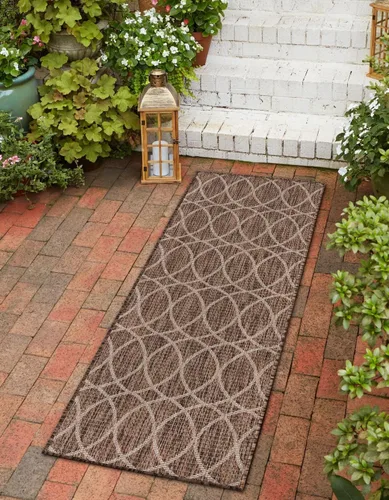 Vista 17 de Unique Loom Outdoor Trellis Collection - Alfombra de área (10 pies, redonda, verde/marfil)