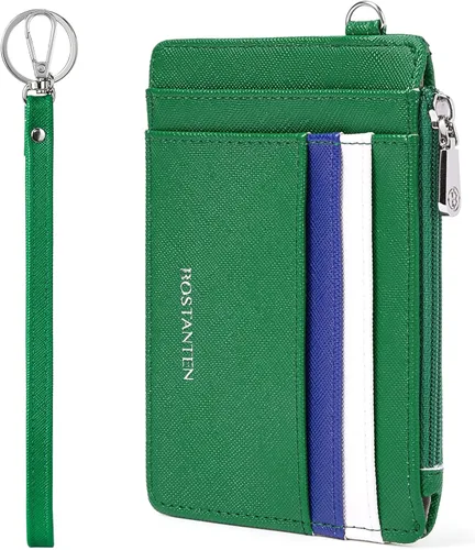 Vista 9 de BOSTANTEN Tarjetero para tarjetas de crédito para mujer, billetera de piel RFID, pequeña cartera delgada con llavero con ventana de identificación
