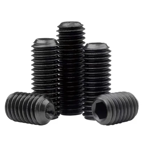 Vista 6 de M2-0.4 x 2 mm tornillos negros con hueco hexagonal, punta de copa sin cabeza, tornillo de seguridad de punta plana, rosca interior hexagonal, acero
