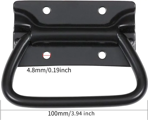 Vista 2 de Tiradores de acero inoxidable para caja de herramientas de elevación del pecho de la puerta de 4 pulgadas (paquete de 2, negro)