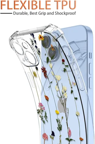Vista 4 de Funda para Samsung Galaxy A13 4G/A13 LTE 4G (no A13 5G), SM-A135F, con protector de pantalla, funda transparente con patrones de jardín de flores