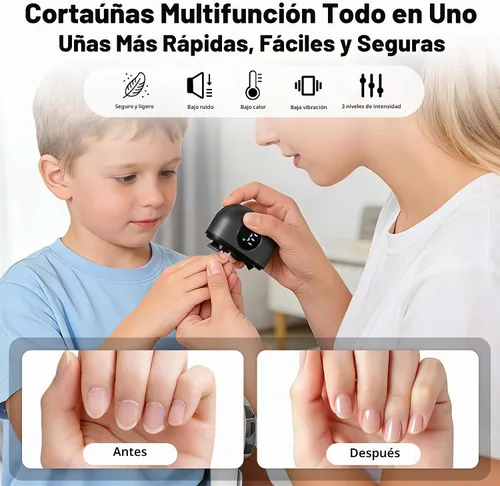 Vista 5 de Cortaúñas eléctrico para personas mayores, cortaúñas automático Negro