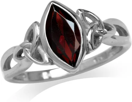 Vista 8 de Anillo Silvershake de Piedra Preciosa Auténtica 925 de Plata de Ley con Nudo Celta Triquetra Solitario Azul zafiro creado
