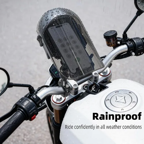 Vista 6 de Soporte de teléfono para motocicleta con amortiguador de vibraciones, impermeable, resistente al sol, base de montaje de manillar de aleación