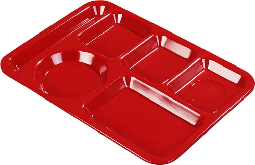 Vista 6 de Carlisle FoodService Products Bandeja de plástico para comida zurda, bandeja pesada para almuerzo con 6 compartimentos para escuelas, cafeterías