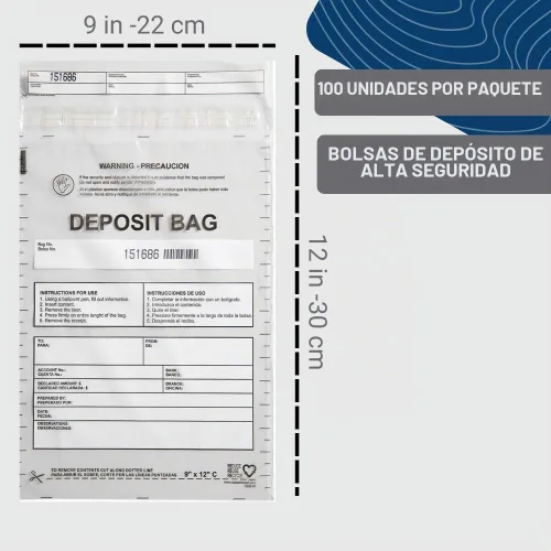 Vista 2 de Bolsas de plástico transparente de 9 x 12 pulgadas Depósitos bancarios seguros, manejo de efectivo o transporte seguro de divisas Códigos