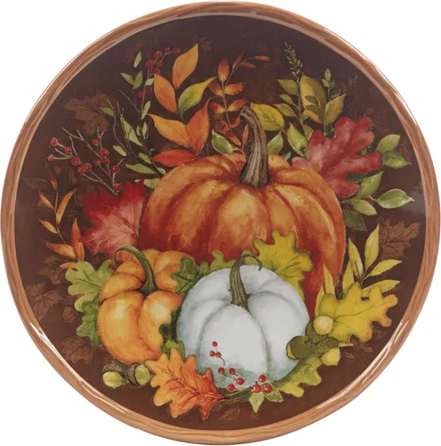 Vista 4 de Certified International Harvest Blessings - Plato para ensalada/postre de 8.5 pulgadas, multicolor, mediano, juego de 4