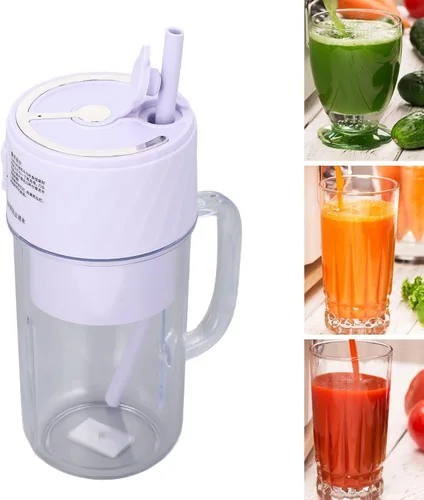 Vista 6 de Licuadora portátil, taza de viaje recargable con tapa y pajita, licuadora para batidos, licuados, jugos, mini licuadora para deportes al aire libre
