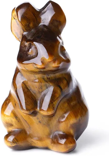 Vista 10 de QINJIEJIE Decoración de Pascua de 2 pulgadas, estatua de conejo de amatista, cristales de conejo, piedras curativas, piedras preciosas naturales