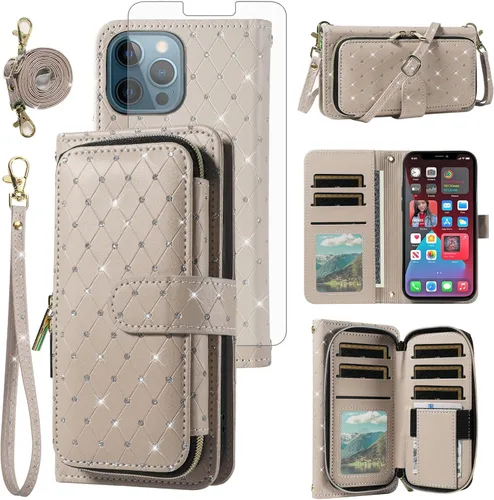 Vista 77 de Funda para teléfono iPhone 6 6S con cremallera y protector de pantalla con protector de pantalla, correa de cordón cruzado, ranura para iPhone 6 Six