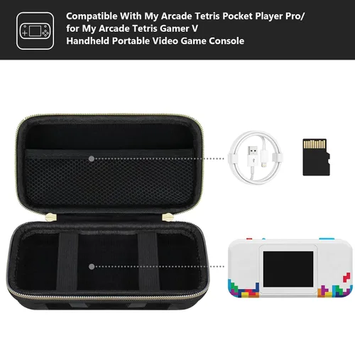 Vista 2 de Supmay Funda rígida de viaje para My Arcade Tetris Pocket Player Pro, juegos de rompecabezas estratégicos, funda protectora de consola