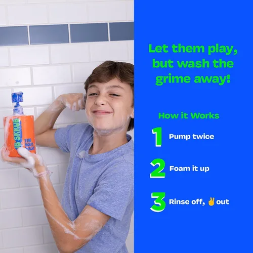 Vista 5 de JB SKRUB - El gel de baño para niños, preadolescentes y adolescentes con acción espumosa y aroma cítrico natural - Gel de baño para niños sin