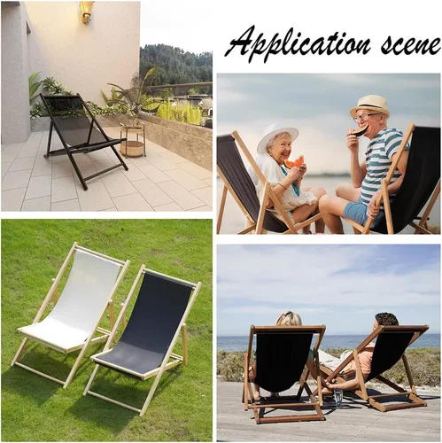 Vista 5 de PH PandaHall Tela de repuesto para silla, 44 x 17 pulgadas, silla de playa, silla plegable de tela de lona Oxford negra, accesorios para tumbonas
